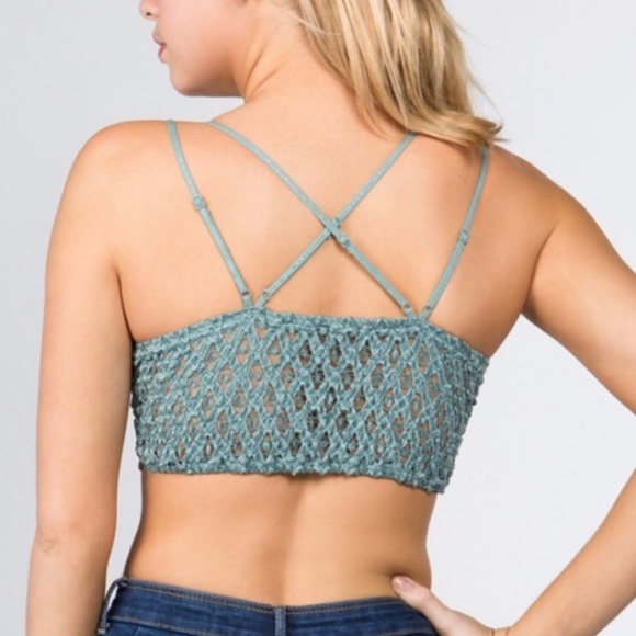 SALE Cocoa Crochet Lace Scallop Double Strap Bralette - Picture 3 of 3